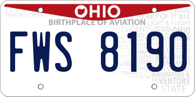 OH license plate FWS8190