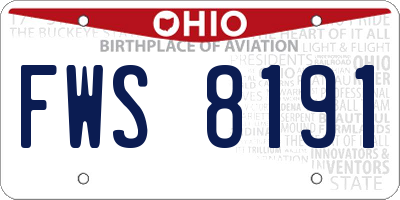 OH license plate FWS8191