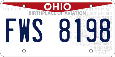 OH license plate FWS8198