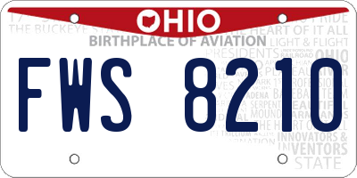 OH license plate FWS8210