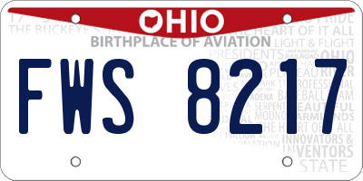 OH license plate FWS8217