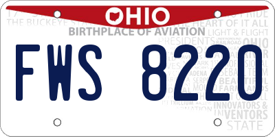 OH license plate FWS8220