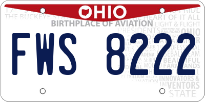 OH license plate FWS8222