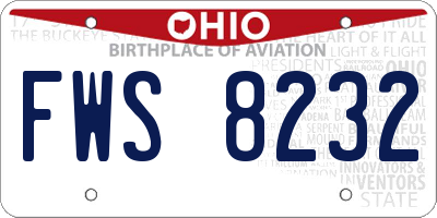 OH license plate FWS8232