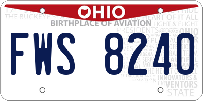 OH license plate FWS8240