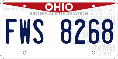 OH license plate FWS8268