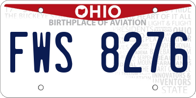 OH license plate FWS8276