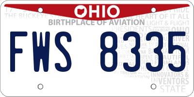 OH license plate FWS8335
