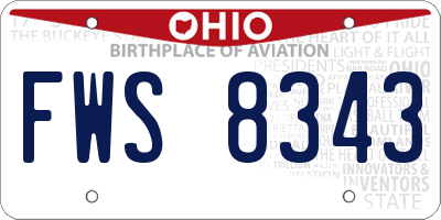 OH license plate FWS8343
