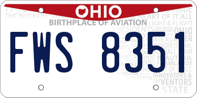 OH license plate FWS8351