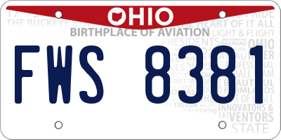 OH license plate FWS8381