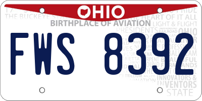 OH license plate FWS8392