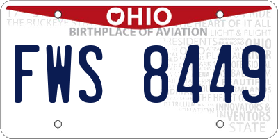 OH license plate FWS8449