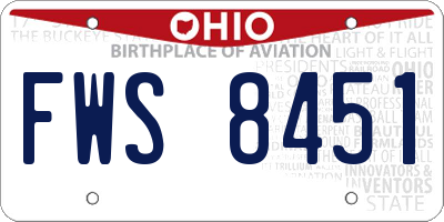 OH license plate FWS8451