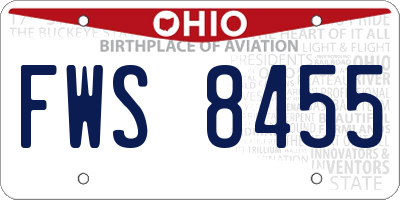 OH license plate FWS8455