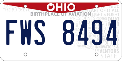 OH license plate FWS8494