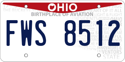 OH license plate FWS8512