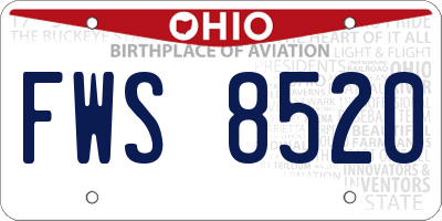 OH license plate FWS8520