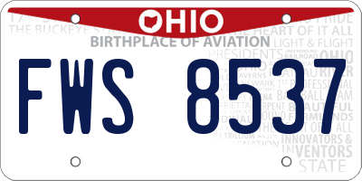 OH license plate FWS8537