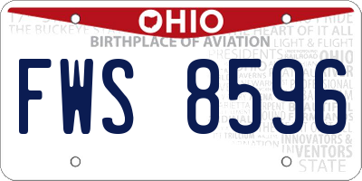 OH license plate FWS8596