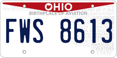 OH license plate FWS8613