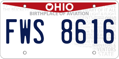 OH license plate FWS8616