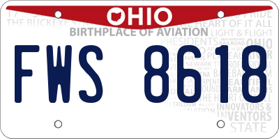 OH license plate FWS8618