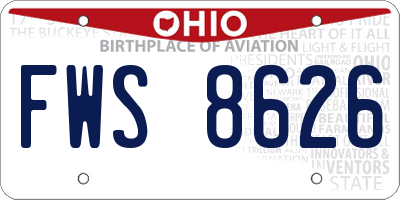 OH license plate FWS8626