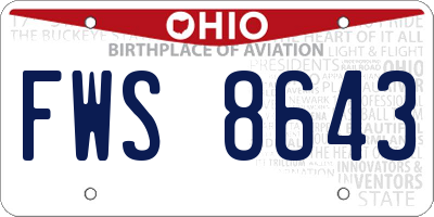 OH license plate FWS8643