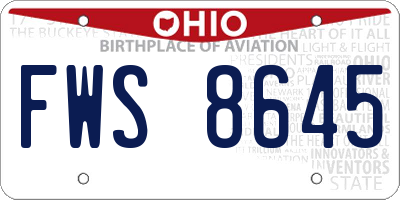 OH license plate FWS8645