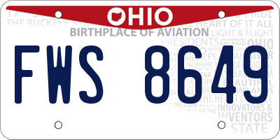 OH license plate FWS8649