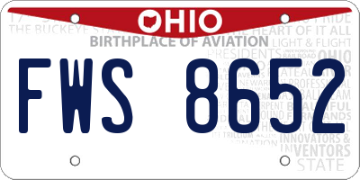 OH license plate FWS8652