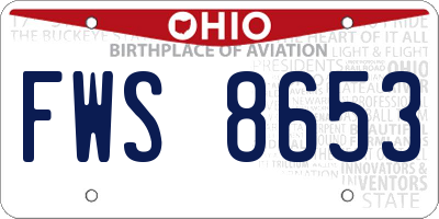 OH license plate FWS8653