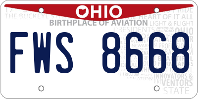 OH license plate FWS8668