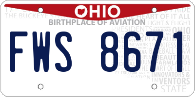 OH license plate FWS8671