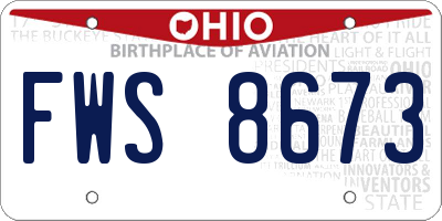 OH license plate FWS8673