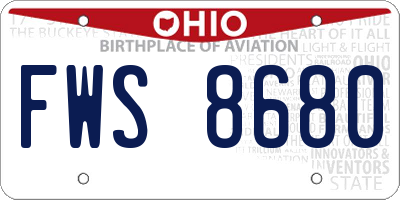 OH license plate FWS8680