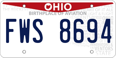 OH license plate FWS8694