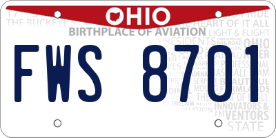OH license plate FWS8701