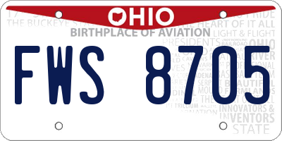 OH license plate FWS8705