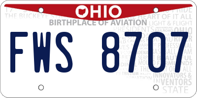 OH license plate FWS8707