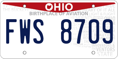 OH license plate FWS8709