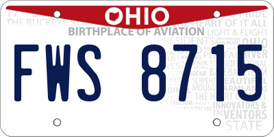 OH license plate FWS8715