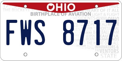 OH license plate FWS8717