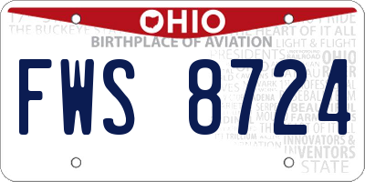 OH license plate FWS8724