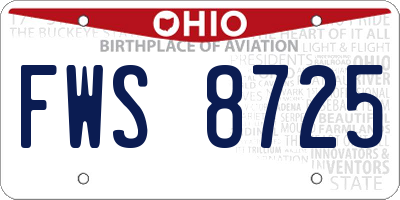 OH license plate FWS8725