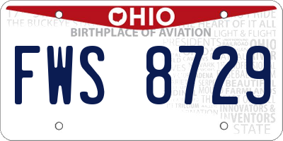 OH license plate FWS8729