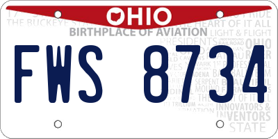 OH license plate FWS8734