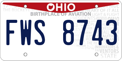 OH license plate FWS8743