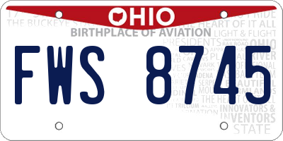OH license plate FWS8745